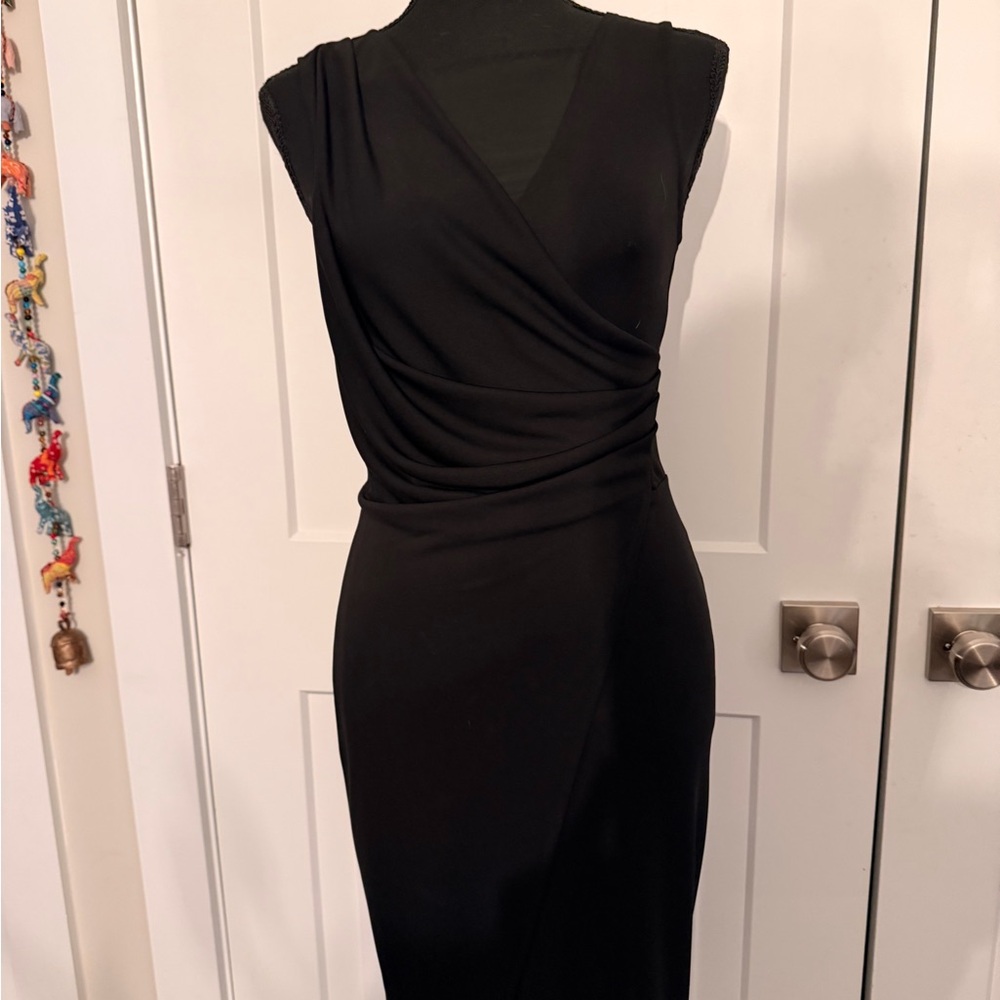 French Connection Black Draped Midi Dress